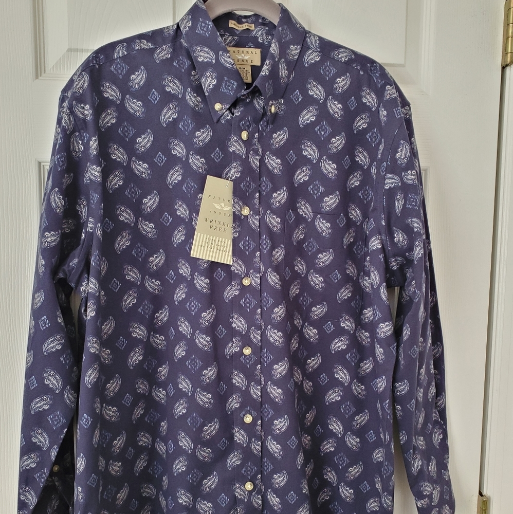 NWT Mens Natural Issue Blue Paisley Shirt,…